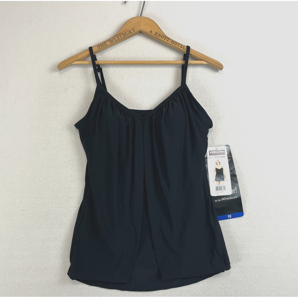 Miraclesuit for Kirkland Black Tankini Swim Top Shaping Size 10 NWT